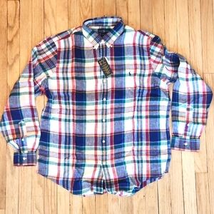Polo Classic Fit Linen Plaid Shirt